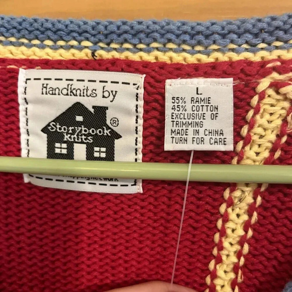 Vintage Storybook Knits Sweater Mola Festival HSN Chickens Size Large Womens Red - Picture 2 of 9